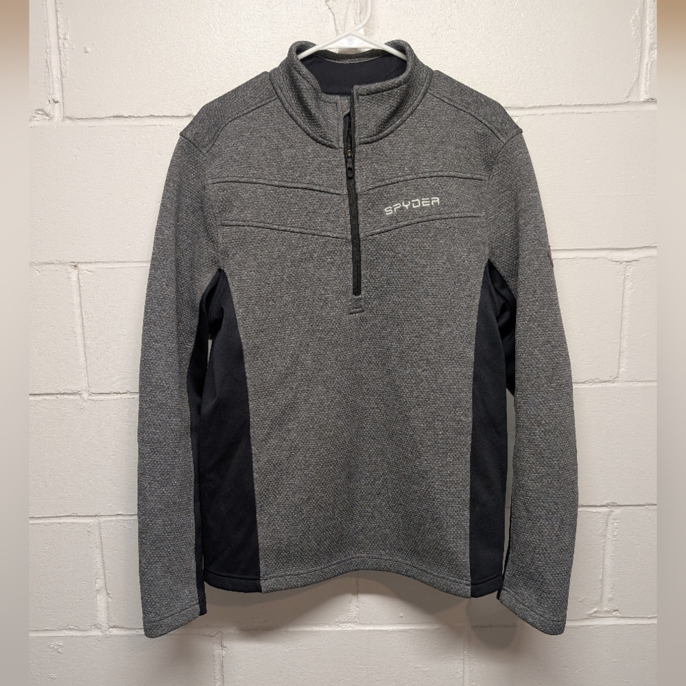 Spyder Quarter-Zip Pullover Fleece Gray Black Men's Medium
